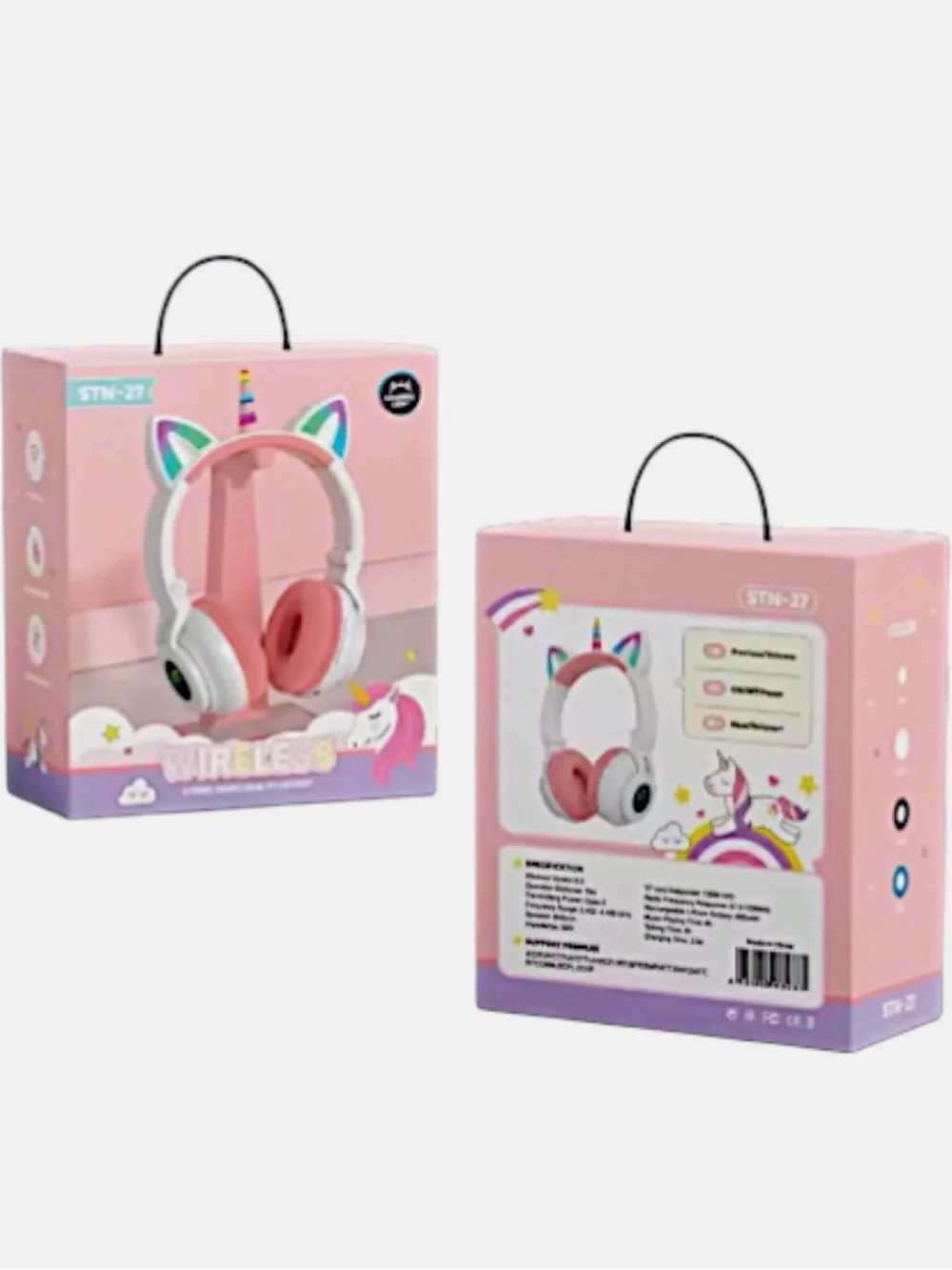 NEW! Unicorn Cat Ears Wireless Bluetooth Headphones Foldable RGB Lights